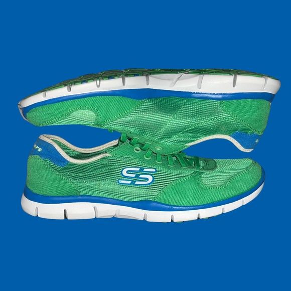 2012 Skechers Womens Flex 22162 Green Blue Running Shoes Sneakers Size 7 - Picture 5 of 8